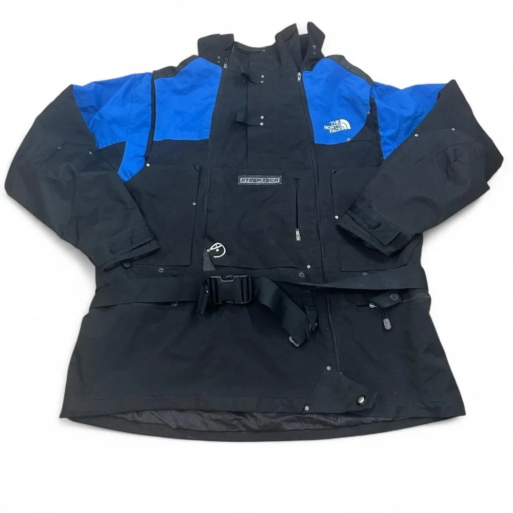 The North Face Men’s‎ Vintage Blue Black Steep Tech 800 Hooded Jacket Size 3XL